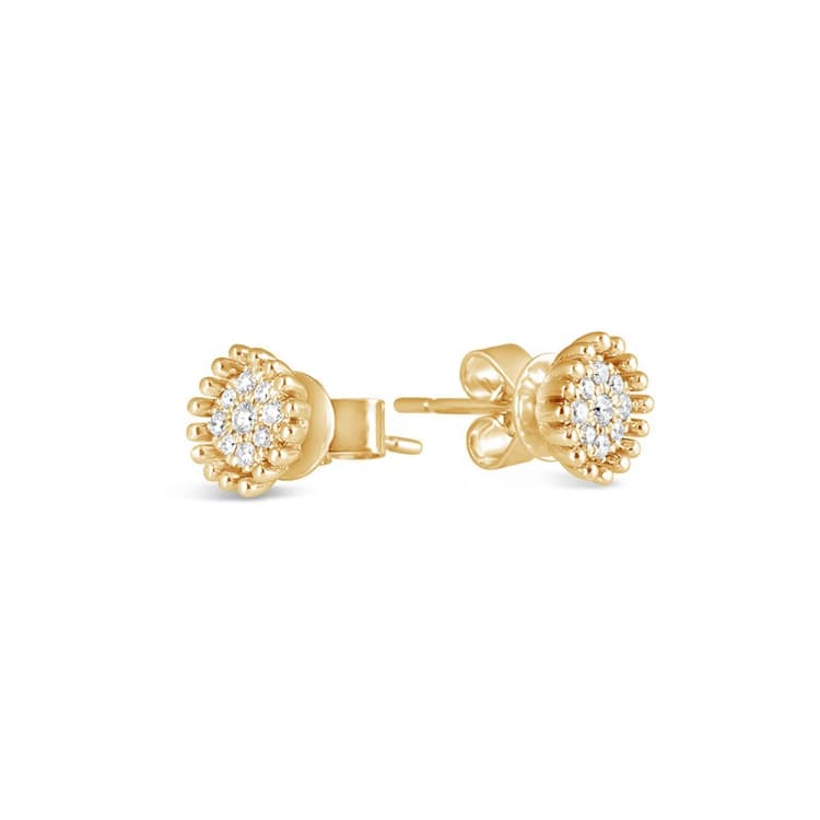 Bling Cushion Earrings - Yellow Gold