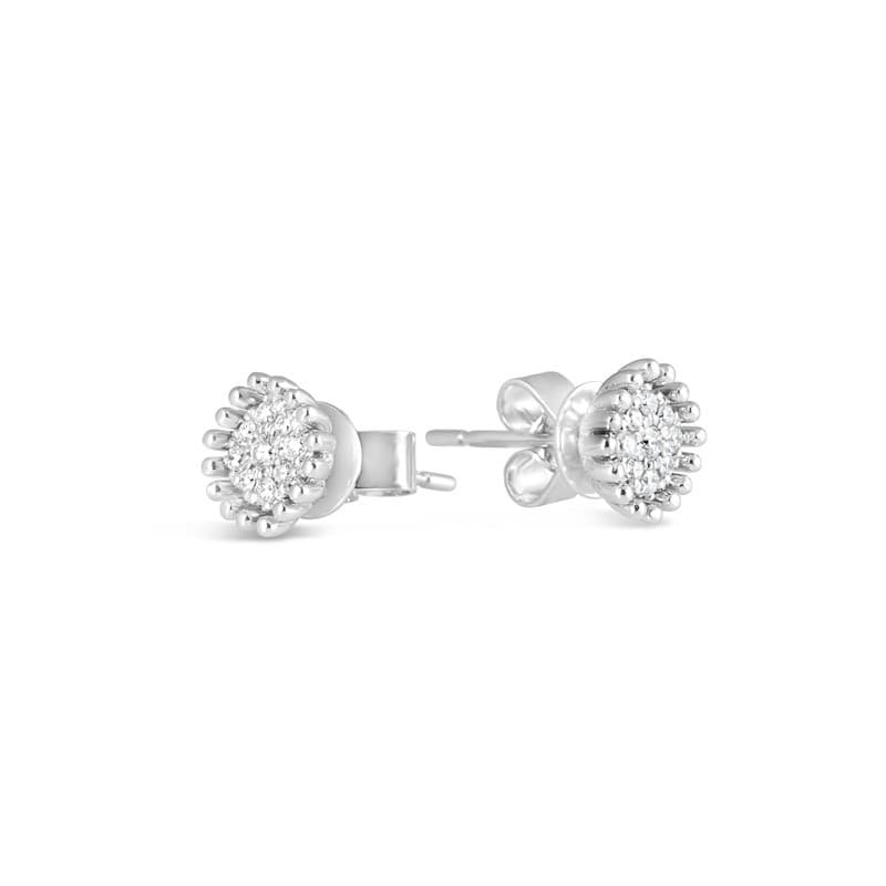 Bling Cushion Earrings - White Gold
