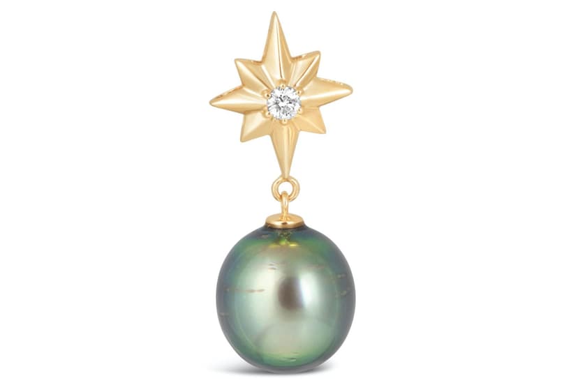 Shining Star with Tahitian Pearl Ear Danglers